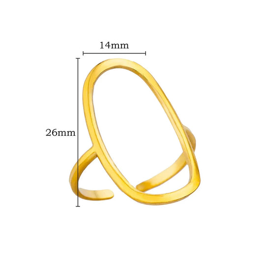 316L Stainless Steel Rings for Women Gold Color Multilayer Geometric Open Ring Vintage Waterproof Wedding Aesthetic Jewelry Gift